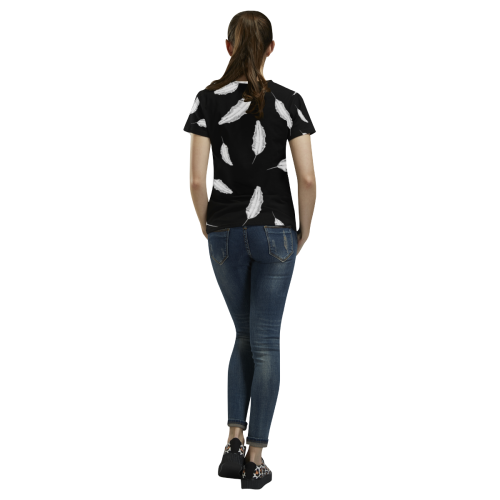 Feathers All Over Print T-Shirt for Women (USA Size) (Model T40)