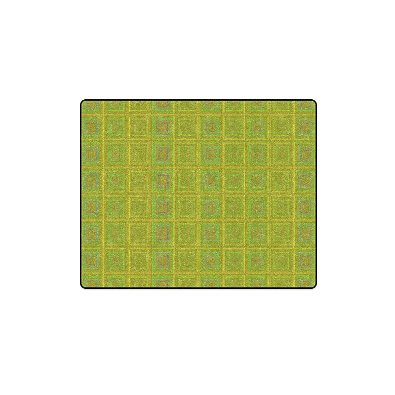 Olive green gold multicolored multiple squares Blanket 40"x50"