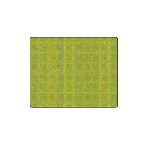 Olive green gold multicolored multiple squares Blanket 40"x50"