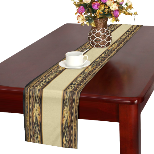 fancy golden floral table runner Table Runner 16x72 inch