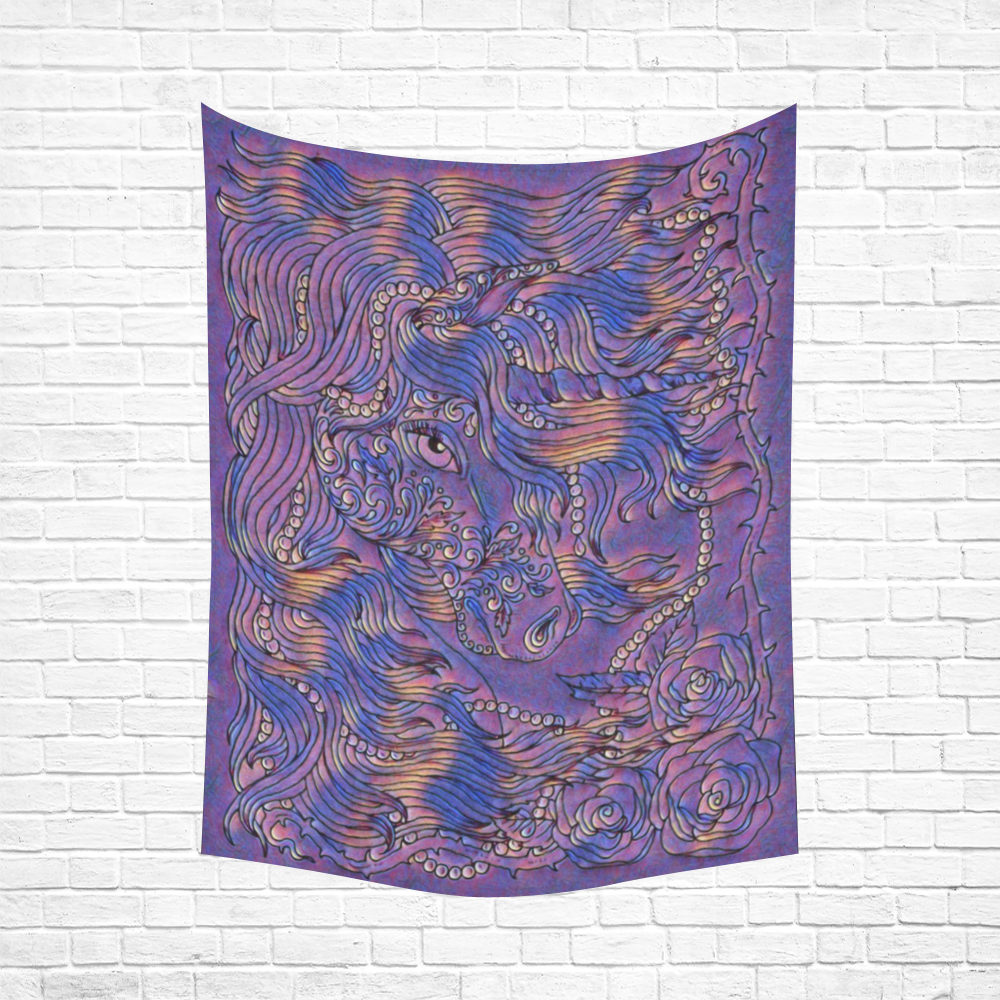 Bubblegum Tie Dye Unicorn Rave Magic Blacklight Fantasy Art Cotton Linen Wall Tapestry 60"x 80"