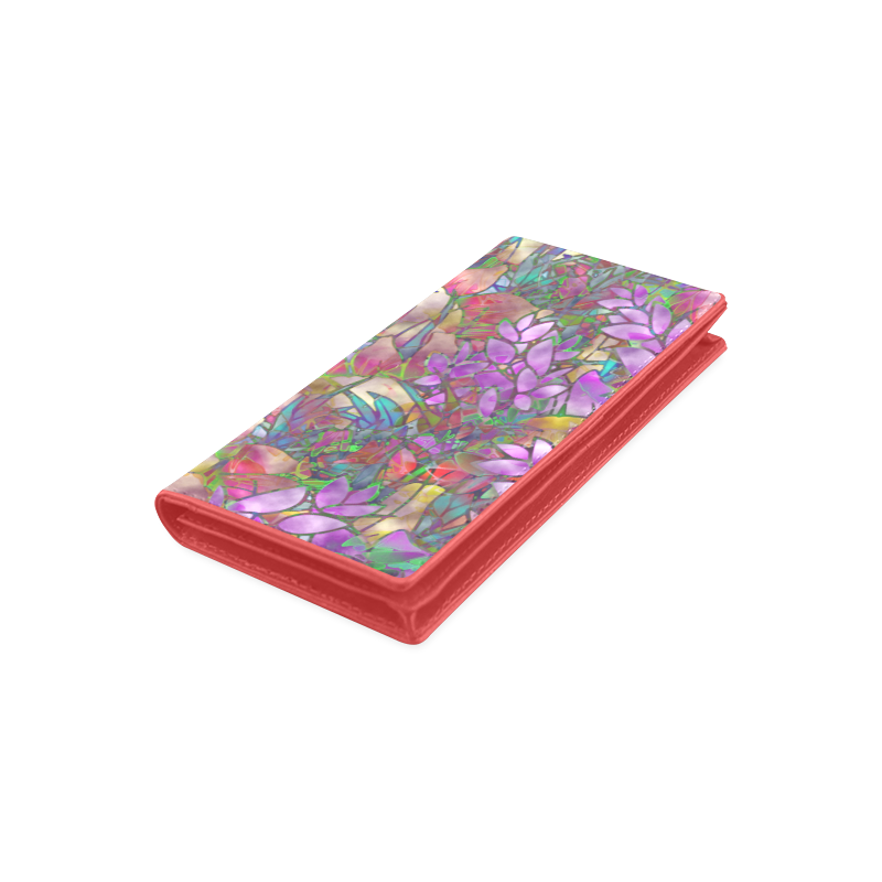 Floral Abstract Stained Glass G175 Women's Leather Wallet (Model 1611)