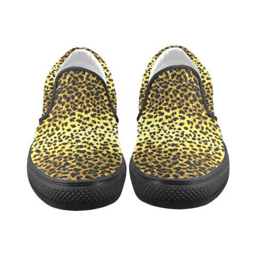 LEOPARD print black trim Slip-on Canvas Shoes for Men/Large Size (Model 019)
