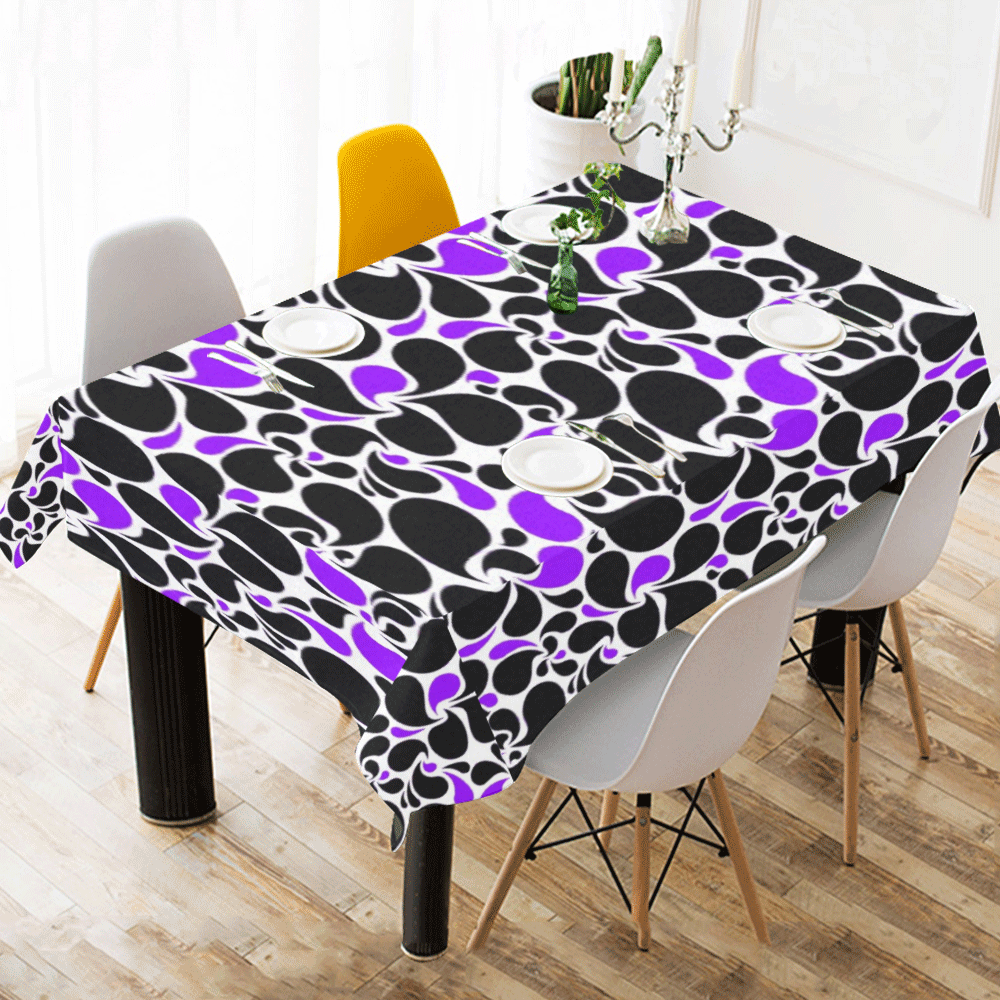 purple black paisley Cotton Linen Tablecloth 60" x 90"