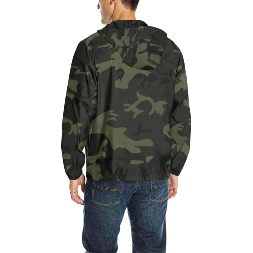 Camo Green All Over Print Quilted Windbreaker for Men (Model H35)