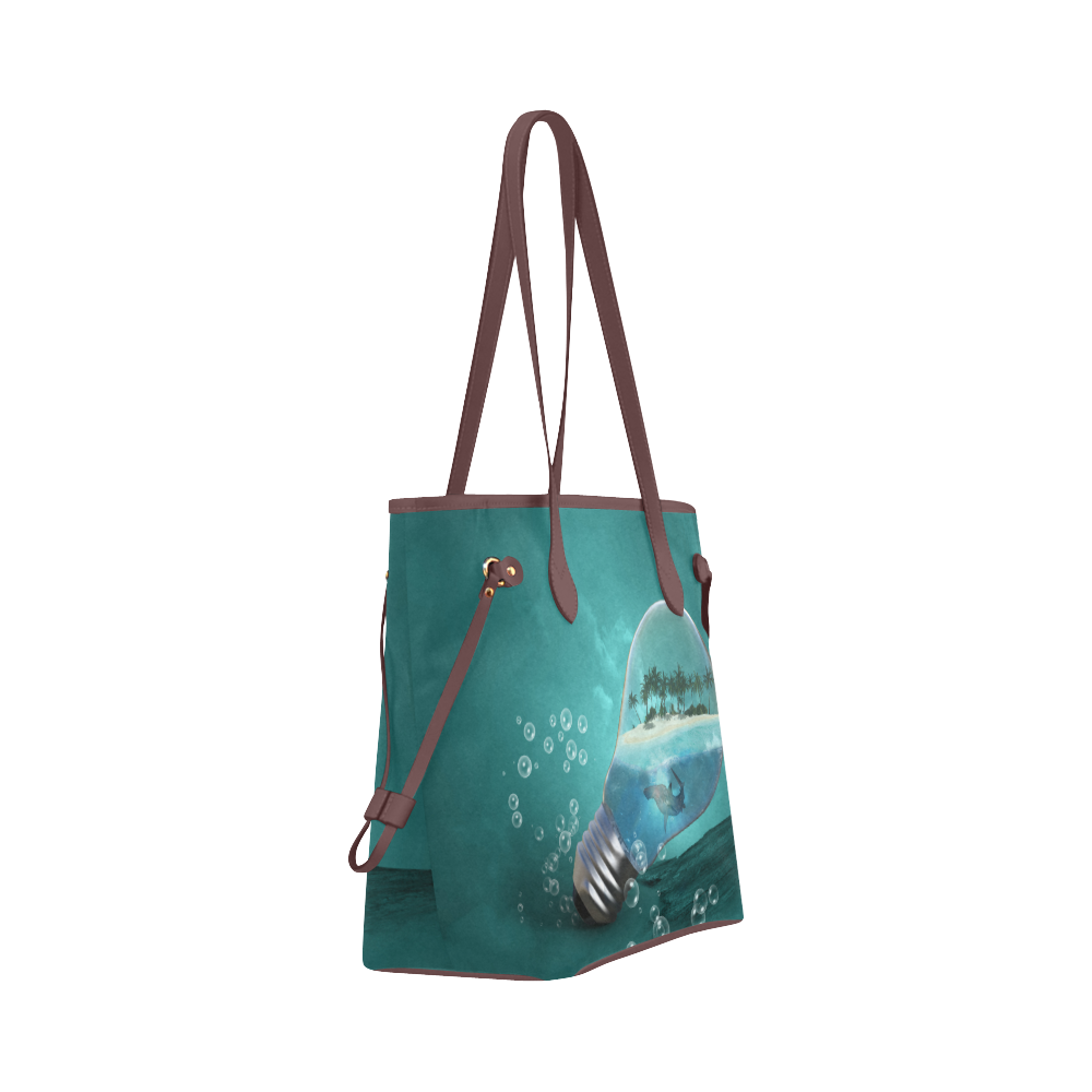 Awesome light bulb with island Clover Canvas Tote Bag (Model 1661)