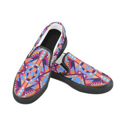 Modern Geometric Pattern Women's Slip-on Canvas Shoes (Model 019)