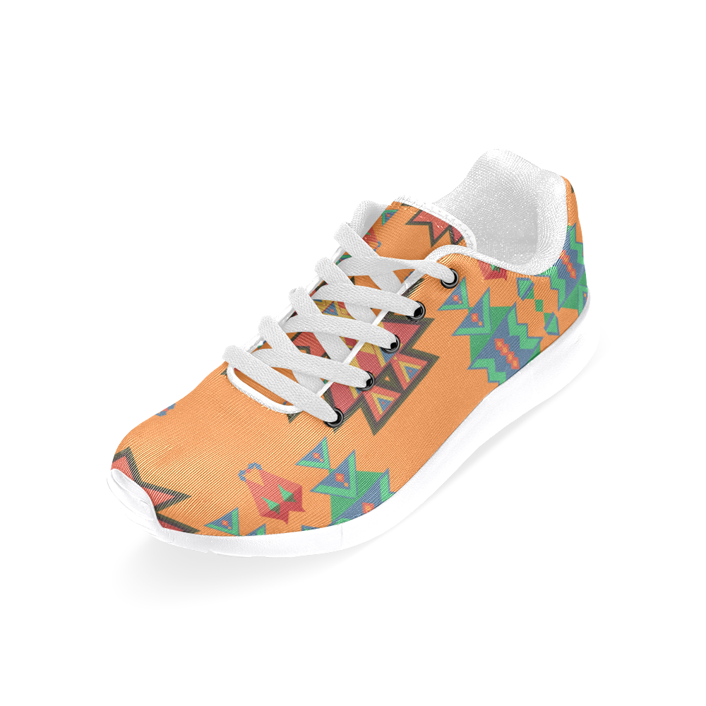 Misc shapes on an orange background Women’s Running Shoes (Model 020)