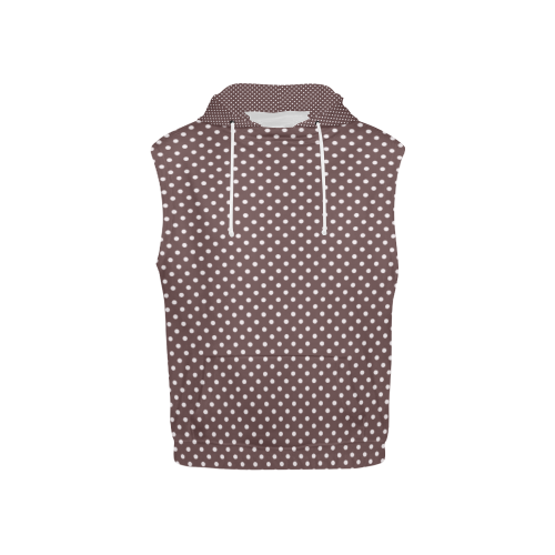 Chocolate brown polka dots All Over Print Sleeveless Hoodie for Kid (Model H15)