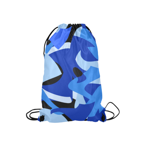 Camouflage Abstract Blue and Black Small Drawstring Bag Model 1604 (Twin Sides) 11"(W) * 17.7"(H)