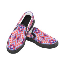 Modern Geometric Pattern Men's Slip-on Canvas Shoes (Model 019)