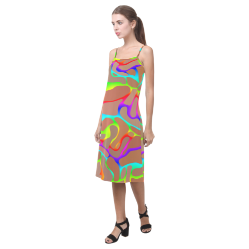 Colorful wavy shapes Alcestis Slip Dress (Model D05)