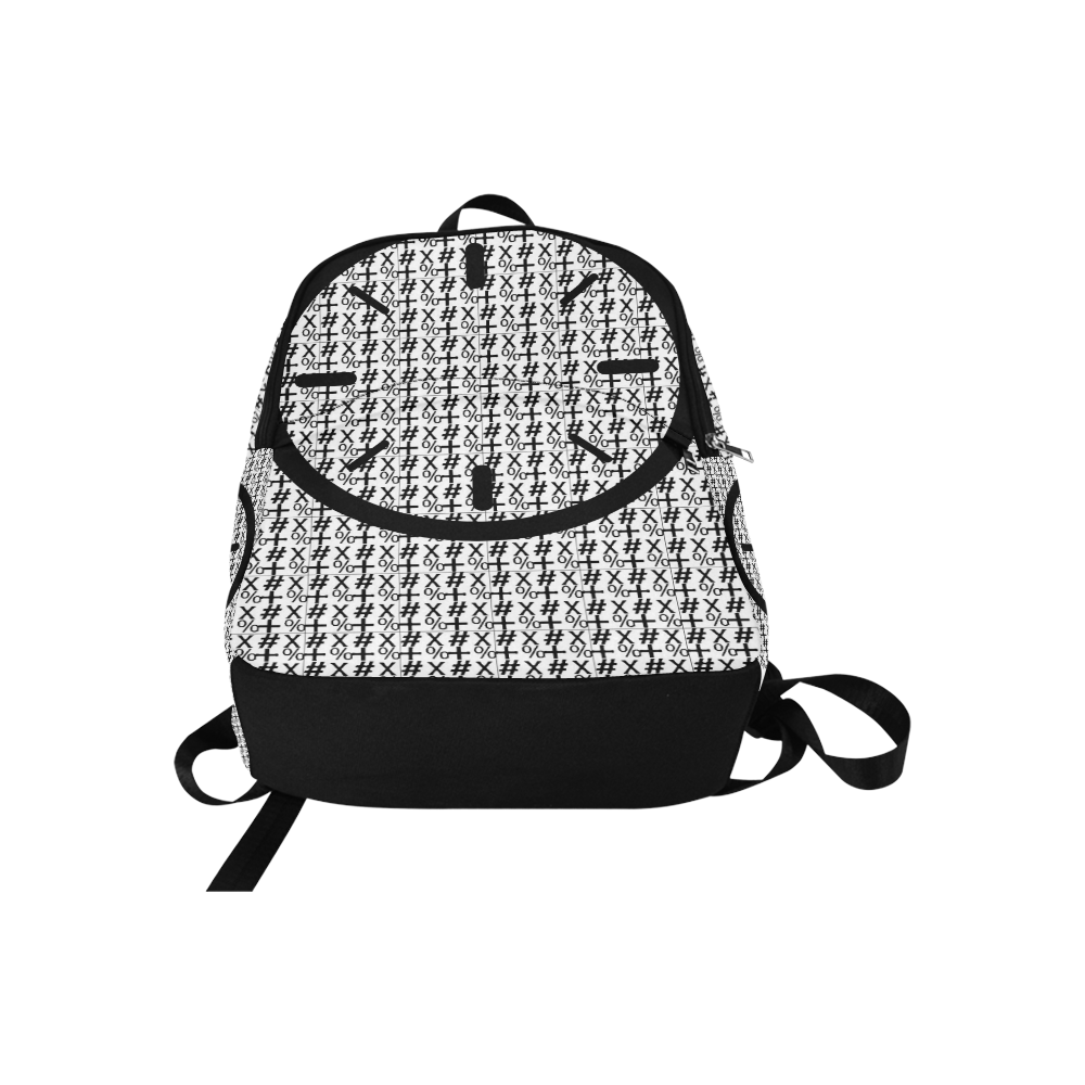 NUMBERS Collection Symbols Circle Black/Black/White Fabric Backpack for Adult (Model 1659)