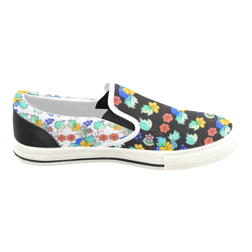 bright floral Men's Slip-on Canvas Shoes (Model 019)