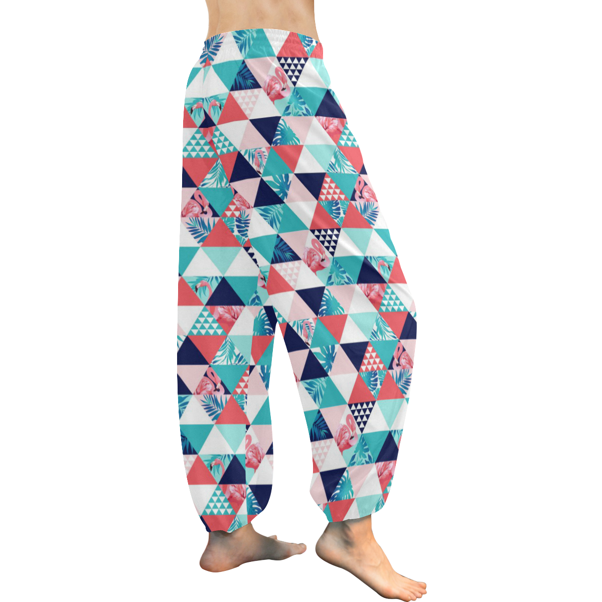 Flamingo Triangle Pattern Women's All Over Print Harem Pants (Model L18)