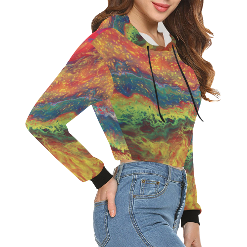 Powerful All Over Print Crop Hoodie for Women (Model H22)