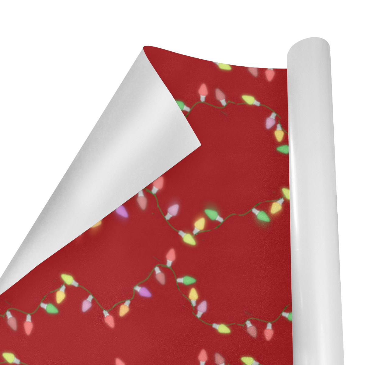 Festive Christmas Lights  on Red Gift Wrapping Paper 58"x 23" (5 Rolls)