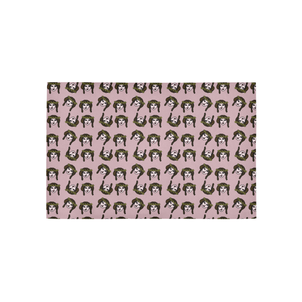 retro girl daisy chain pattern light pink Area Rug 5'x3'3''