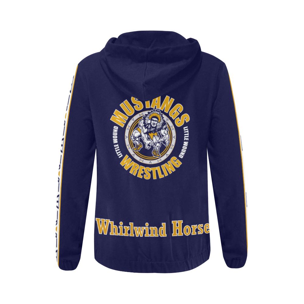 Little Wound Mustangs Whirlwind Horse All Over Print Full Zip Hoodie for Women (Model H14)