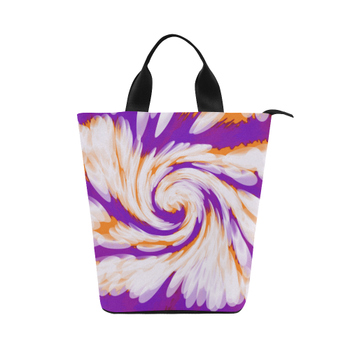 Purple Orange Tie Dye Swirl Abstract Nylon Lunch Tote Bag (Model 1670)