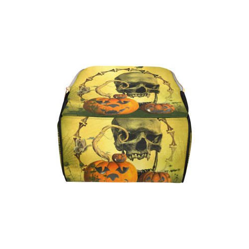 Halloween, funny pumpkins with skull Multi-Function Diaper Backpack/Diaper Bag (Model 1688)