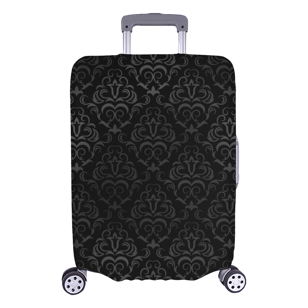 Elegant vintage floral damasks in  gray and black Luggage Cover/Large 26"-28"