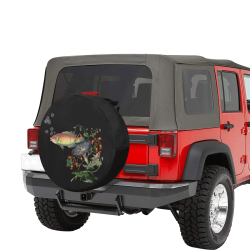Fish With Flowers Surreal 32 Inch Spare Tire Cover