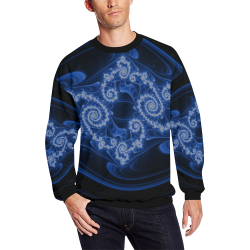 Delicate Blue White Lace Fractal Abstract All Over Print Crewneck Sweatshirt for Men/Large (Model H18)