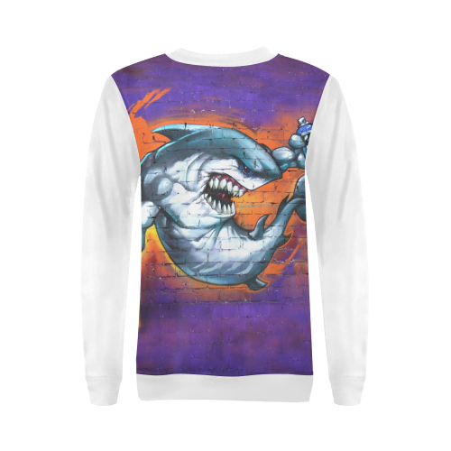 Graffiti Shark (Vest Style) All Over Print Crewneck Sweatshirt for Women (Model H18)