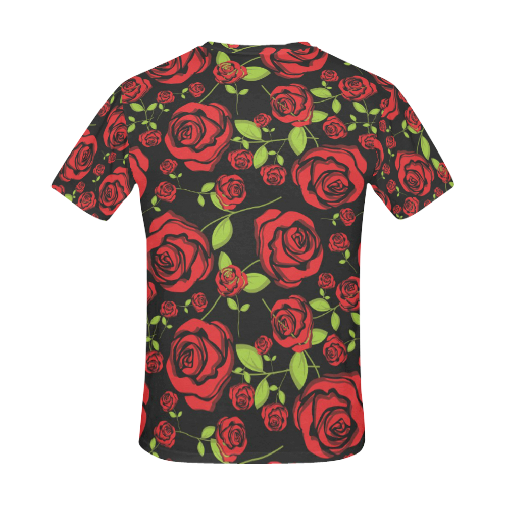 Red Roses on Black All Over Print T-Shirt for Men (USA Size) (Model T40)