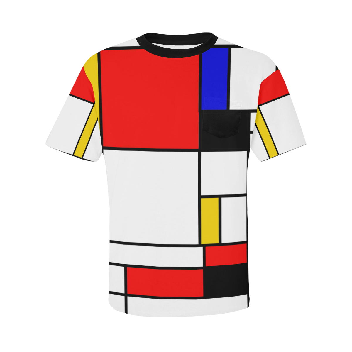 Bauhouse Composition Mondrian Style Men's All Over Print T-Shirt with Chest Pocket (Model T56)