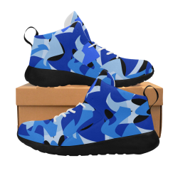 Camouflage Abstract Blue and Black Women's Chukka Training Shoes/Large Size (Model 57502)