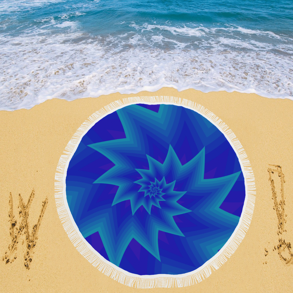 Royal blue star Circular Beach Shawl 59"x 59"