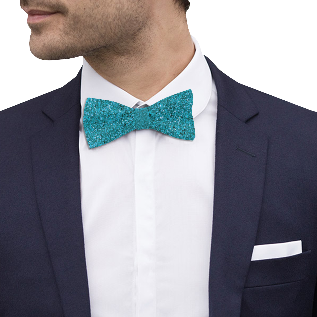 Turquoise Glitter Custom Bow Tie