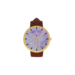 Girly Romantic Horse Of Clouds Women's Golden Leather Strap Watch(Model 212)
