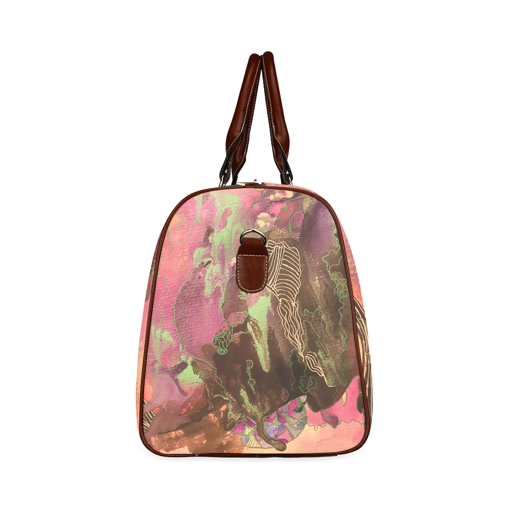 Pink Abstract Waterproof Travel Bag/Small (Model 1639)