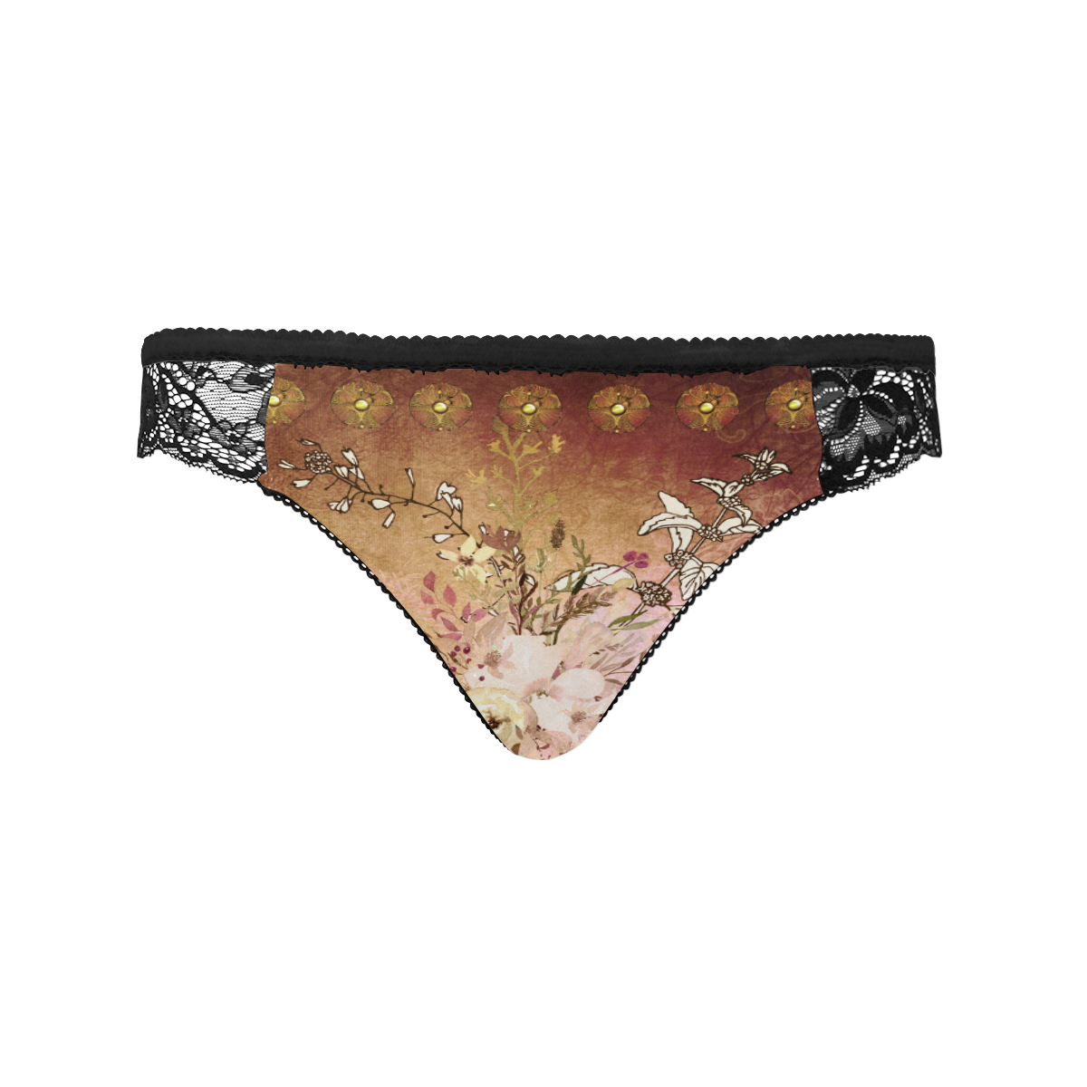 Wonderful floral design, vintage Women's Lace Panty (Model L41)