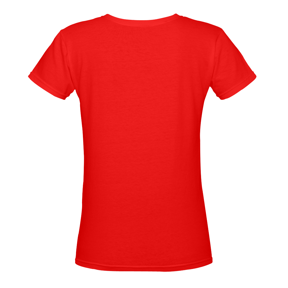 Break Dancing Colorful on Red Women's Deep V-neck T-shirt (Model T19)