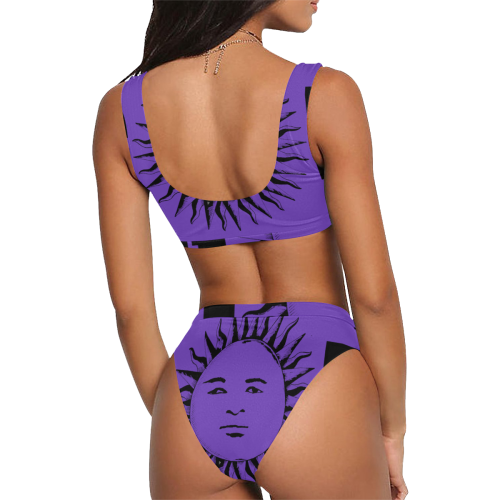 GOD Sport Bikini Purple Sport Top & High-Waisted Bikini Swimsuit (Model S07)