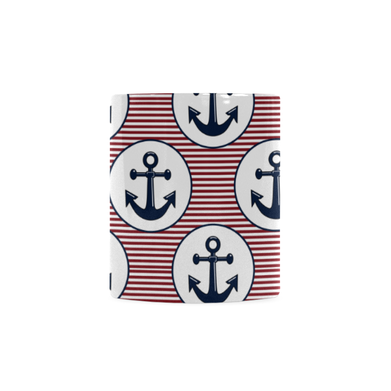 navy and red anchor nautical design White Mug(11OZ)