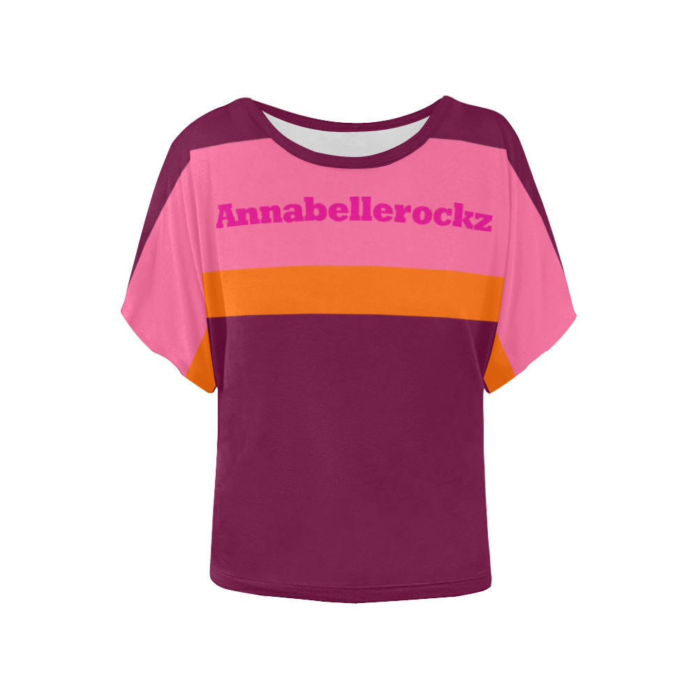 Annabellerockz-stripes-top Women's Batwing-Sleeved Blouse T shirt (Model T44)