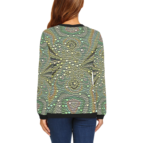 hearts everywhere E  by JamColors All Over Print Crewneck Sweatshirt for Women (Model H18)