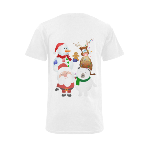 Christmas Gingerbread, Snowman, Santa Claus Men's V-Neck T-shirt  Big Size(USA Size) (Model T10)