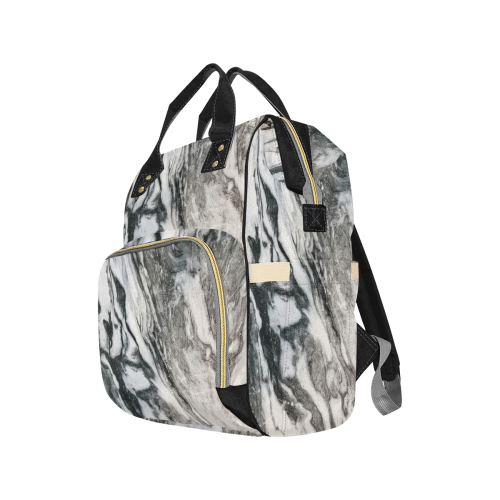 Marble Black & White Diaper Backpack Multi-Function Diaper Backpack/Diaper Bag (Model 1688)