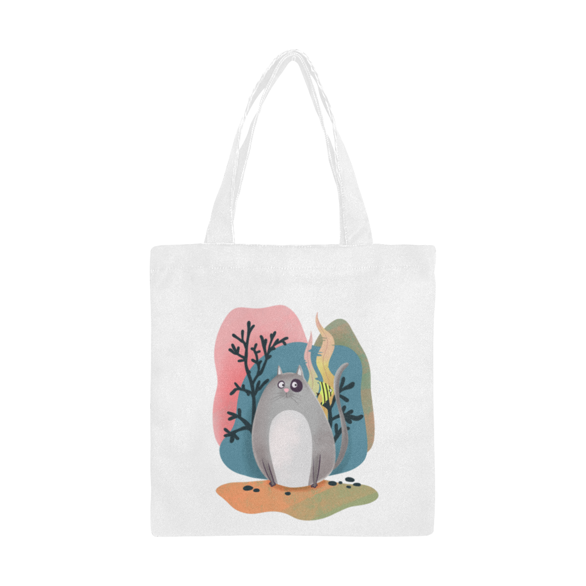 Ocean Cat Canvas Tote Bag/Small (Model 1700)