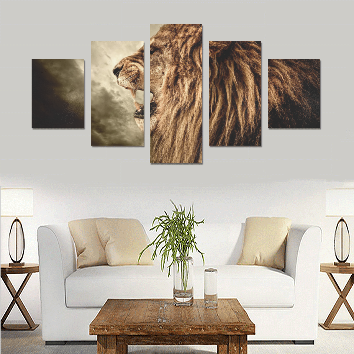 家居lion Canvas Print Sets B (No Frame)