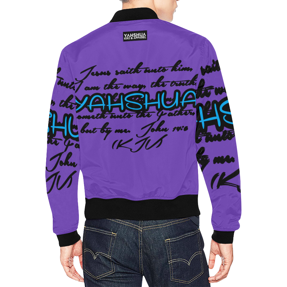 Yahshua Purple BIG & Tall All Over Print Bomber Jacket for Men/Large Size (Model H19)
