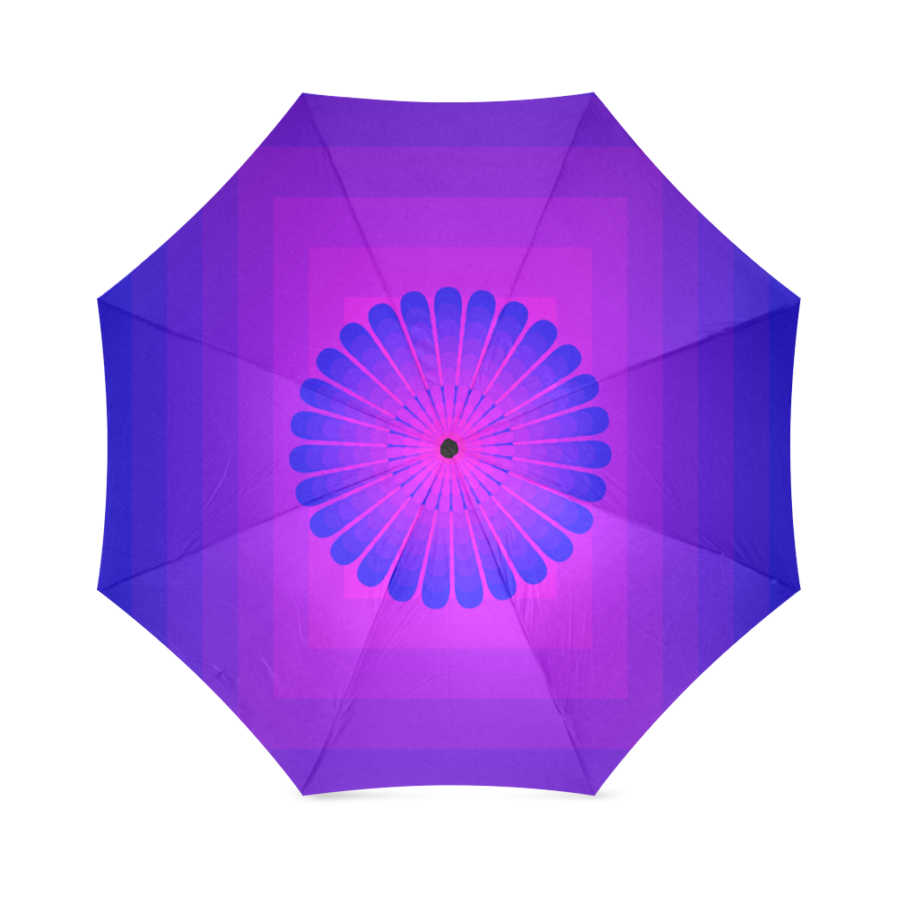 Blue flower on blue pink multiple squares Foldable Umbrella (Model U01)