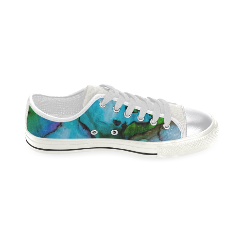 Blue green ink Women's Classic Canvas Shoes (Model 018)