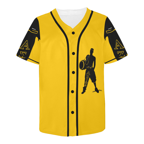 Aziatic Black & Yellow Jersey All Over Print Baseball Jersey for Men (Model T50)